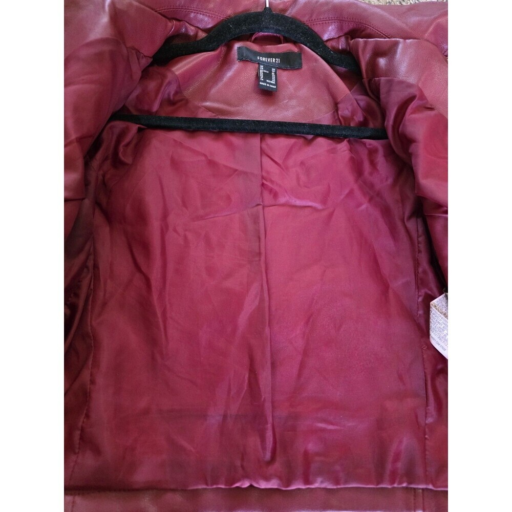 Forever 21 Flex Leather Jacket Maroon Size XS Women's Red Colored Crop - Picture 4 of 4